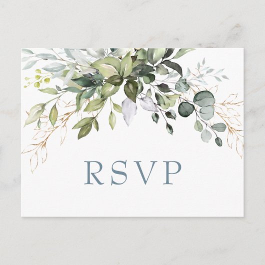 Eucalyptus groen bruiloft RSVP met maaltijdkeuze Briefkaart (Voorkant)
