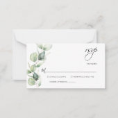 Eucalyptus groen bruiloft script RSVP Notitiekaartje (Voorkant)