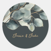 Eucalyptus groen bruiloft sticker (Voorkant)