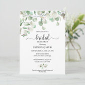 Eucalyptus groen bruiloft theepartij kaart (Staand voorkant)