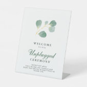 Eucalyptus groen bruiloft unplugged ceremonie reclamebord met voetstuk (Voorkant)