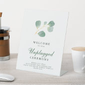 Eucalyptus groen bruiloft unplugged ceremonie reclamebord met voetstuk