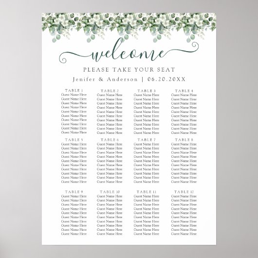 Eucalyptus groen bruiloft zitgrafiek Poster (Voorkant)