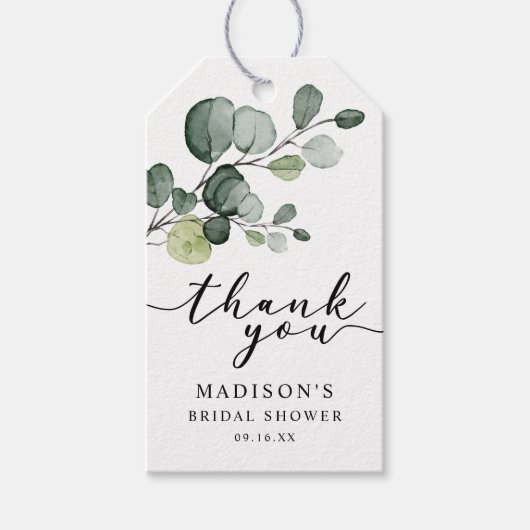 Eucalyptus groen bruiloftsfeest cadeautje cadeaulabel (Voorkant)