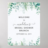 Eucalyptus groen brunch bruidsmeisjesfeest welkom  poster (Voorkant)