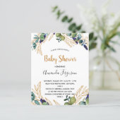 Eucalyptus groen budget baby shower uitnodiging (Staand voorkant)