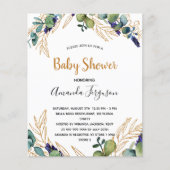 Eucalyptus groen budget baby shower uitnodiging (Voorkant)