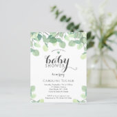 Eucalyptus groen budget baby shower uitnodiging (Staand voorkant)