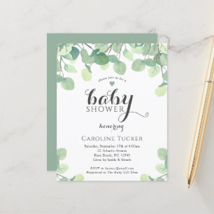 Eucalyptus groen budget baby shower uitnodiging