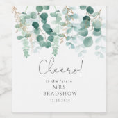 Eucalyptus groen Cheers vrijgezellenfeest Wijn Etiket (Enkel label)