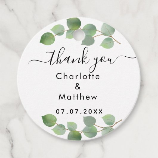 Eucalyptus groen dank je wel bruiloft bedankjes labels (Voorkant)