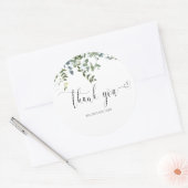 Eucalyptus groen dank u kalligrafie ronde sticker (Envelop)