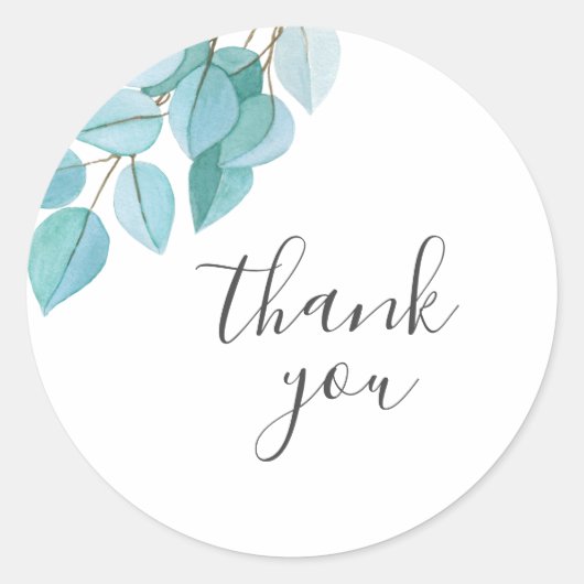 Eucalyptus groen dank u voor uw gunst ronde sticker (Voorkant)