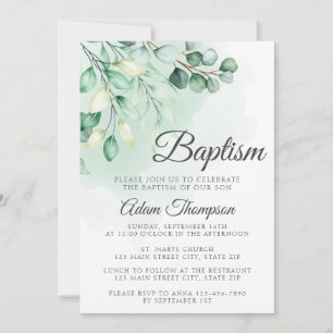 Eucalyptus groen Eenvoudige doop Kaart