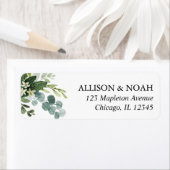 Eucalyptus groen eenvoudige elegante bruiloft etiket (Insitu)