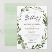 Eucalyptus groen eenvoudige elegante bruiloft kaart (Voorkant / Achterkant)