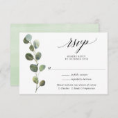 Eucalyptus groen eenvoudige elegante bruiloft RSVP Informatiekaartje (Voorkant / Achterkant)