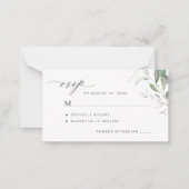 Eucalyptus groen eenvoudige elegante bruiloft RSVP Notitiekaartje (Voorkant)