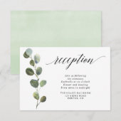 Eucalyptus groen eenvoudige elegante ontvangst informatiekaartje (Voorkant / Achterkant)