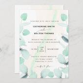 Eucalyptus groen eenvoudige en moderne bruiloft kaart (Voorkant / Achterkant)