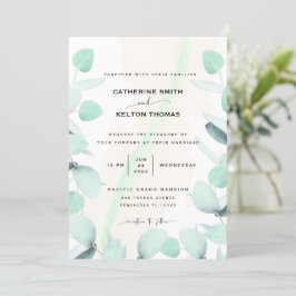 Eucalyptus groen eenvoudige en moderne bruiloft kaart