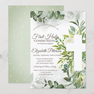 Eucalyptus groen eerste heilige communie kaart