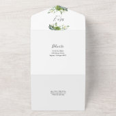 Eucalyptus groen Elegant Monogram bruiloft All In One Uitnodiging (Buitenkant)