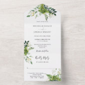 Eucalyptus groen Elegant Monogram bruiloft All In One Uitnodiging (Binnen)