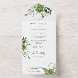 Eucalyptus groen Elegant Monogram bruiloft All In One Uitnodiging