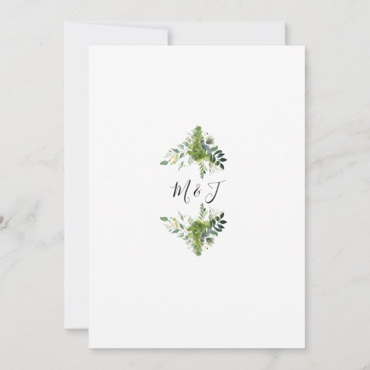 Eucalyptus groen Elegant Monogram bruiloft Kaart (Achterkant)