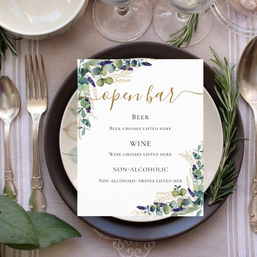 Eucalyptus groen elegante bar menu