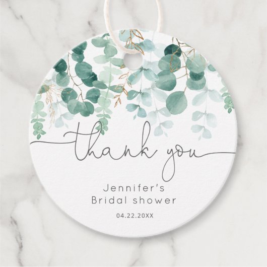 Eucalyptus groen elegante bruids dank je bedankjes labels (Voorkant)