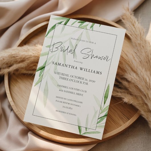 Eucalyptus groen elegante bruidsdouche kaart