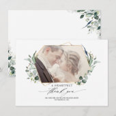 Eucalyptus groen elegante bruiloft foto aankondiging (Voorkant / Achterkant)