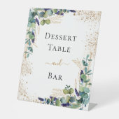 Eucalyptus groen elegante dessert tafel bar reclamebord met voetstuk (Voorkant)