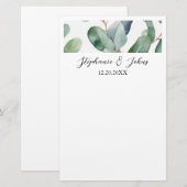 Eucalyptus groen Elegante eenvoudige rustieke brui Briefpapier (Voorkant / Achterkant)