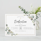 Eucalyptus groen elegante lijst toewijding kaart (Staand voorkant)