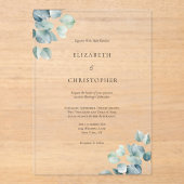 Eucalyptus groen Elegante minimalistische bruiloft Acryl Uitnodigingen (Voorkant)