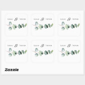 Eucalyptus groen Elegante minimalistische bruiloft Vierkante Sticker (Vel)