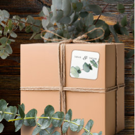 Eucalyptus groen Elegante minimalistische bruiloft Vierkante Sticker
