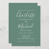 Eucalyptus Groen Elegante Moderne QR Code Trouwen Kaart (Voorkant / Achterkant)