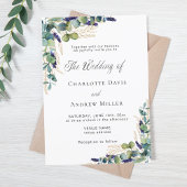 Eucalyptus groen elegante script bruiloft kaart