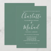 Eucalyptus Groen Elegante Signature Script Trouw Kaart (Voorkant / Achterkant)