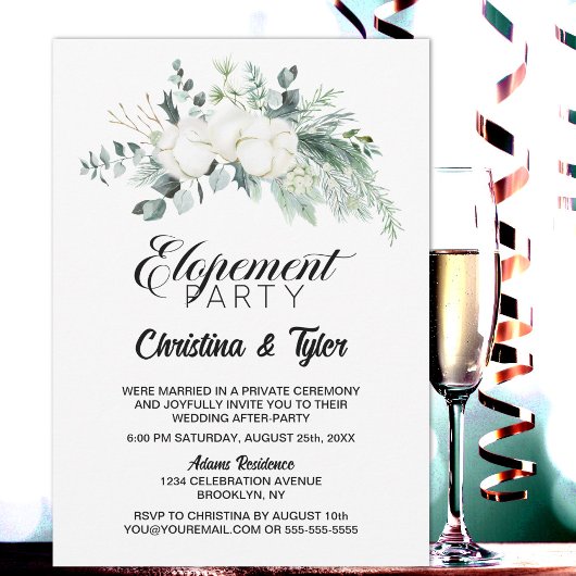 Eucalyptus groen Elopement Party Kaart