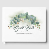 Eucalyptus groen en gouden bladeren elegant gastenboek (Voorkant)