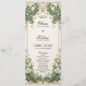 Eucalyptus groen en gouden bruiloft programmakaart (Voorkant)