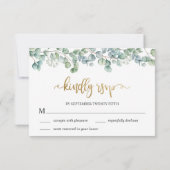 Eucalyptus groen en gouden bruiloft RSVP Kaart (Achterkant)