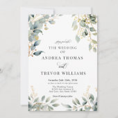 Eucalyptus groen en gouden bruiloft uitnodigingen (Voorkant)