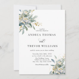 Eucalyptus groen en gouden bruiloft uitnodigingen