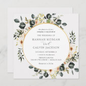 Eucalyptus groen en ivoor bloemenbruiloft kaart (Voorkant / Achterkant)